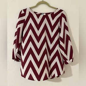 Dina Be L maroon and white blouse